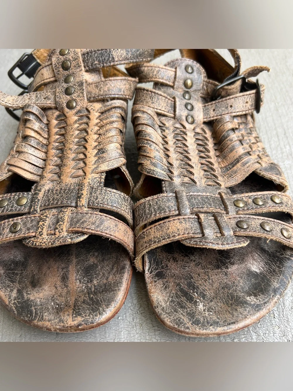 Bed Stu Claire Distressed Leather Gladiator Sandals 8